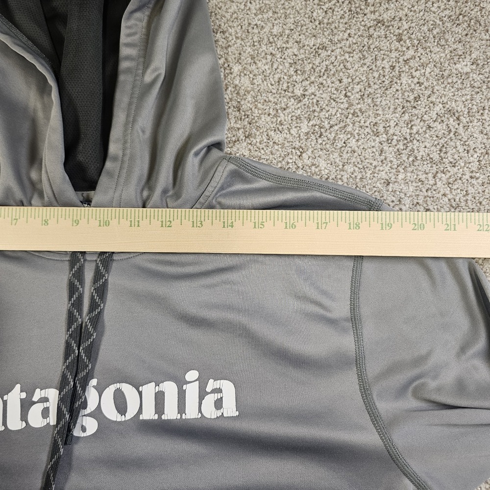 Patagonia Hoodie MED Grey Logo Polycycle Sweatshirt Kangaroo Pullover A6 - Picture 5 of 11